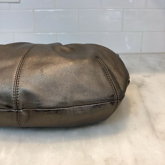 Coach Soho Hobo Pleated Graphite Metallic Leather Shoulder Bag - Picture 8 of 15